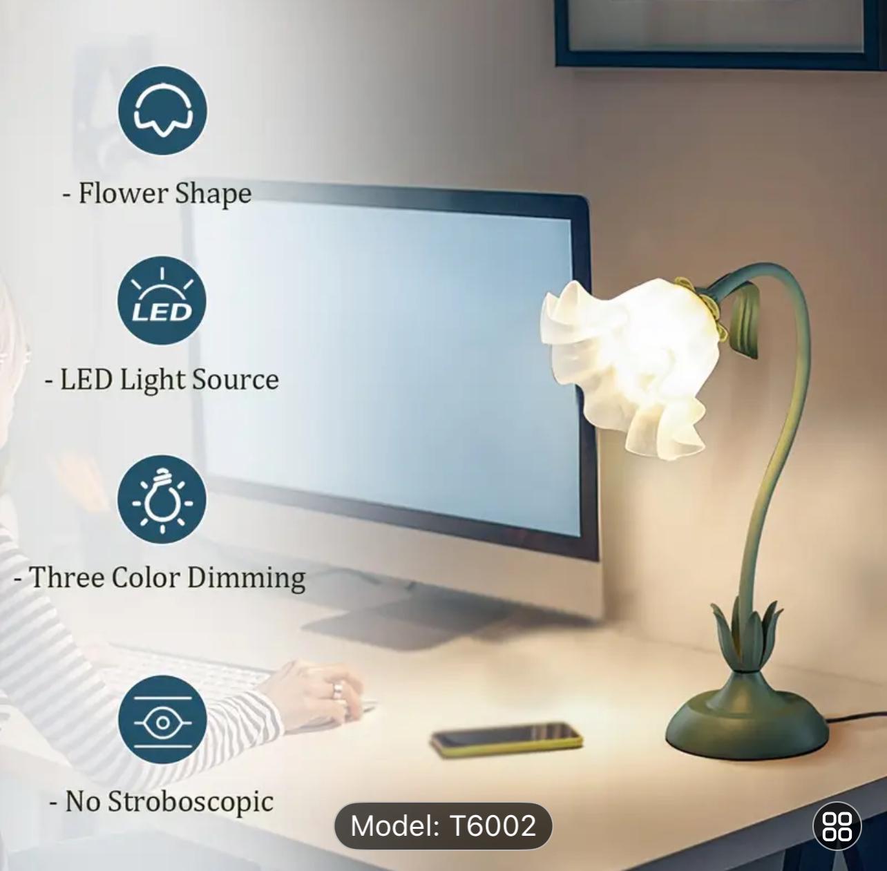 Retro Flower Designed Bedside, Desk & Table Lamp